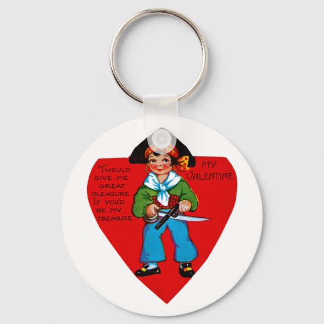 Vintage Pirate Valentine Key Ring (Front)
