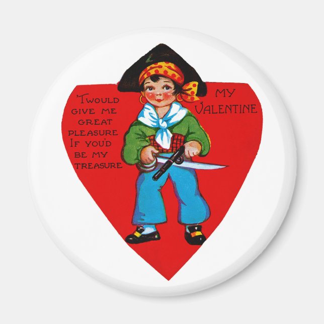 Vintage Pirate Valentine Magnet (Front)