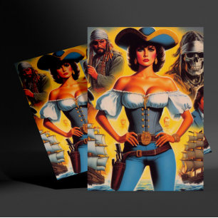 Vintage Pirate Woman Postcard