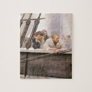Vintage Pirates Brig Covenant in a Fog by NC Wyeth Jigsaw Puzzle