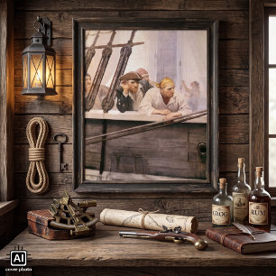 Vintage Pirates Brig Covenant in a Fog by NC Wyeth Poster