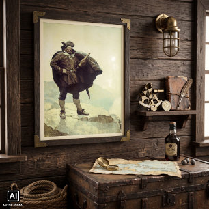 Vintage Pirates, Captain Bill Bones by NC Wyeth Poster