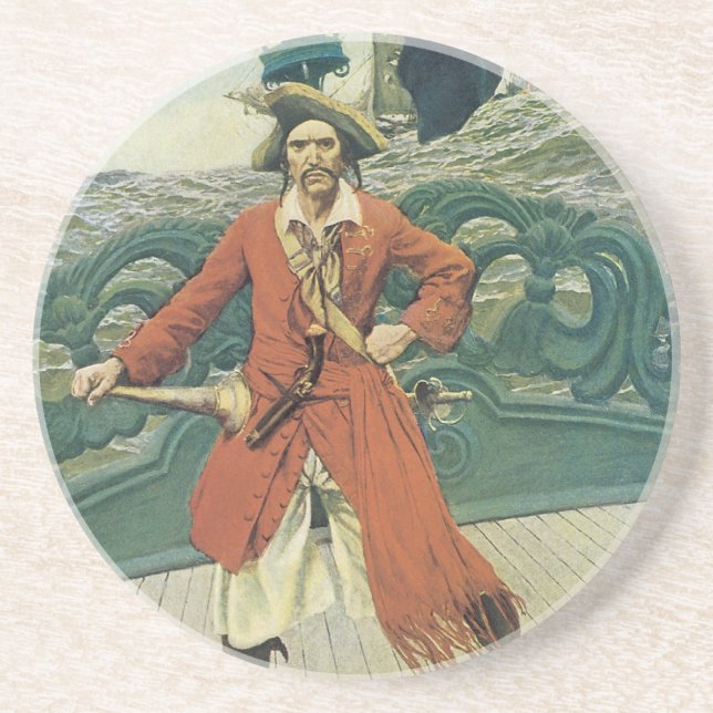 Vintage Pirates, Captain Keitt by Howard Pyle Coaster (Front)