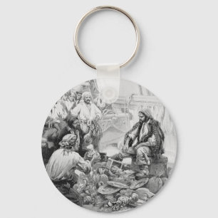 Vintage Pirates Counting their Treasures and Loot Key Ring