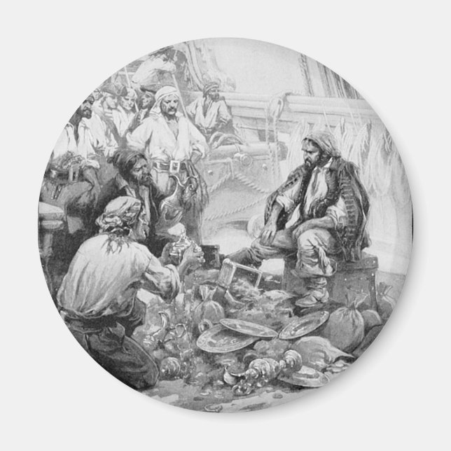 Vintage Pirates Counting their Treasures and Loot Magnet (Front)