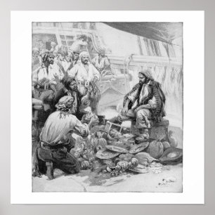 Vintage Pirates Counting their Treasures and Loot Poster