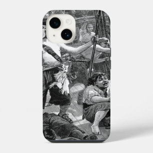 Vintage Pirates Fighting and Drinking on the Ship iPhone 14 Case