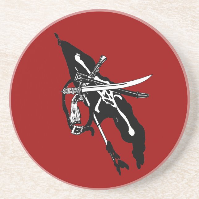 Vintage Pirates Flag, Jolly Roger Skull Crossbones Coaster (Front)