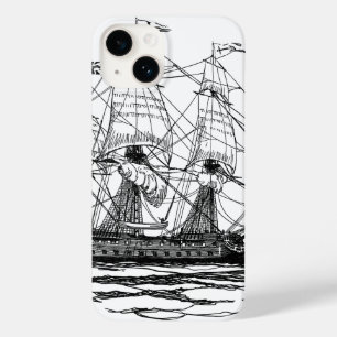 Vintage Pirates Galleon, Sketch of a 74 Gun Ship Case-Mate iPhone 14 Case