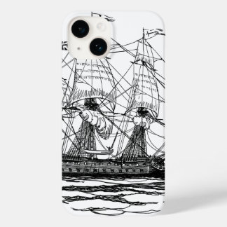 Vintage Pirates Galleon, Sketch of a 74 Gun Ship Case-Mate iPhone 14 Case