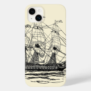 Vintage Pirates Galleon, Sketch of a 74 Gun Ship Case-Mate iPhone 14 Plus Case