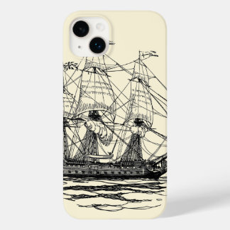 Vintage Pirates Galleon, Sketch of a 74 Gun Ship Case-Mate iPhone 14 Plus Case