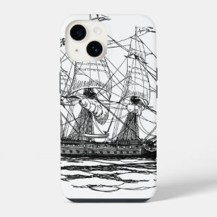 Vintage Pirates Galleon, Sketch of a 74 Gun Ship iPhone 14 Case
