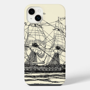 Vintage Pirates Galleon, Sketch of a 74 Gun Ship iPhone 14 Plus Case
