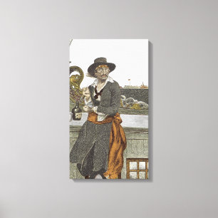 Vintage Pirates, Kidd on Deck of Adventure Galley Canvas Print
