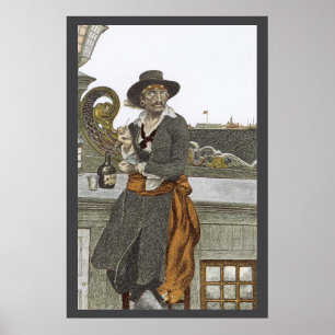 Vintage Pirates, Kidd on Deck of Adventure Galley Poster