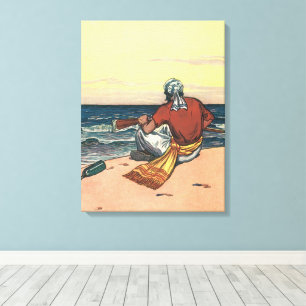 Vintage Pirates, Marooned on a Deserted Island Canvas Print