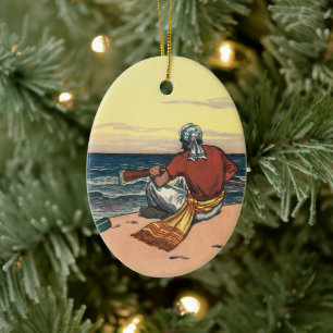 Vintage Pirates, Marooned on a Deserted Island Ceramic Tree Decoration