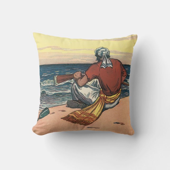 Vintage Pirates, Marooned on a Deserted Island Cushion (Front)