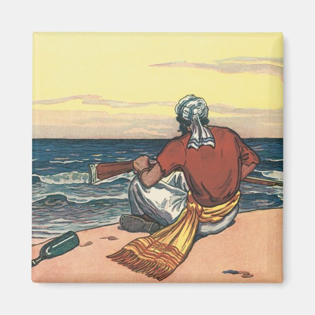 Vintage Pirates, Marooned on a Deserted Island Magnet (Front)