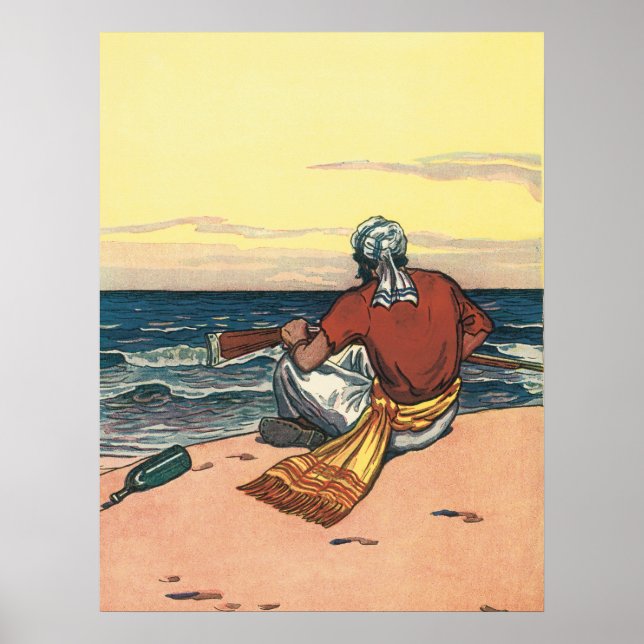 Vintage Pirates, Marooned on a Deserted Island Poster (Front)