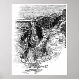 Vintage Pirates, Sir Henry Morgan in the Ocean Poster