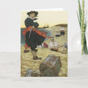 Vintage Pirates, William Kidd Burying Treasure Card