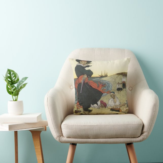 Vintage Pirates, William Kidd Burying Treasure Cushion (Chair)