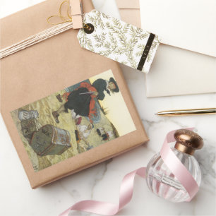 Vintage Pirates, William Kidd Burying Treasure Rectangular Sticker