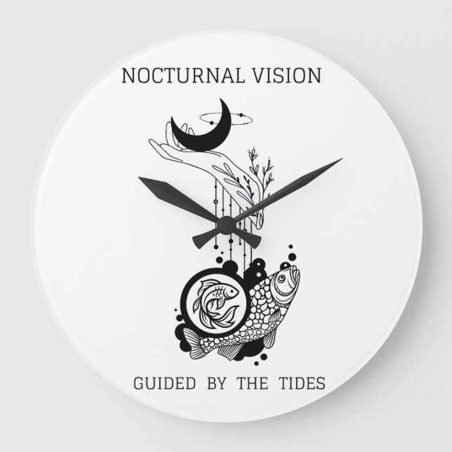 ​Vintage Pisces Astrology Line Art Large Clock (Front)