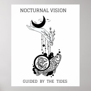 ​Vintage Pisces Astrology Line Art Poster