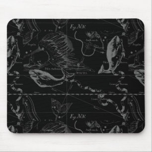 Vintage Pisces Constellation Hevelius Engraving Mouse Mat