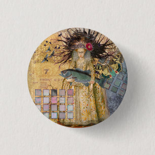 Vintage Pisces Fish Woman Gothic Classic 3 Cm Round Badge