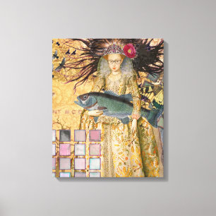 Vintage Pisces Fish Woman Gothic Classic Canvas Print