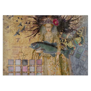 Vintage Pisces Fish Woman Gothic Classic Cutting Board