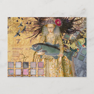 Vintage Pisces Fish Woman Gothic Classic Postcard