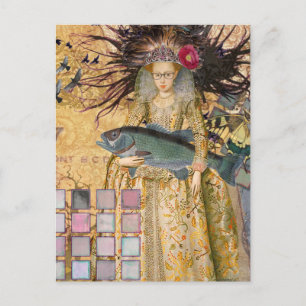 Vintage Pisces Fish Woman Gothic Classic Postcard