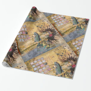 Vintage Pisces Fish Woman Gothic Classic  Wrapping Paper