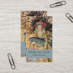 Vintage Pisces Woman Gothic Classic  Business Card