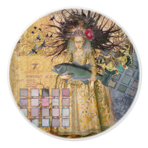 Vintage Pisces Woman Gothic Classic  Ceramic Knob