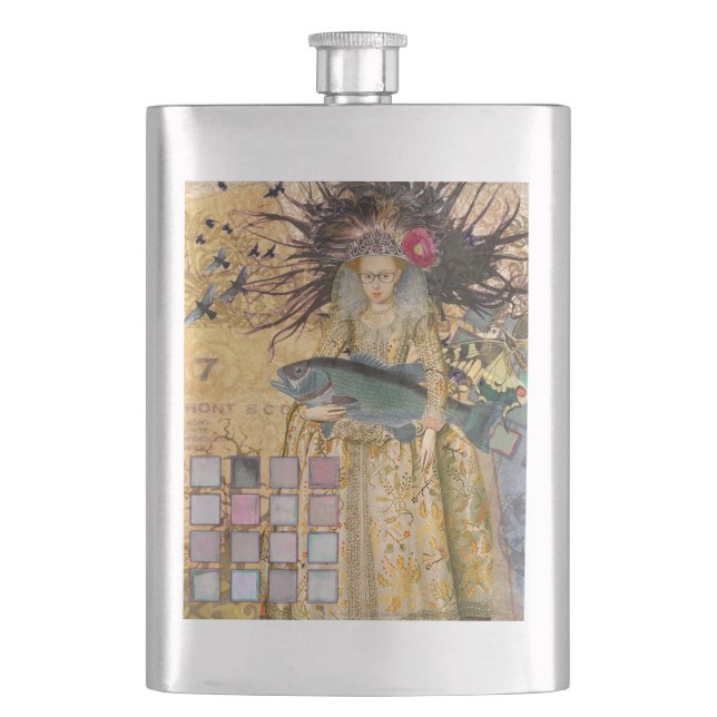 Vintage Pisces Woman Gothic Classic  Hip Flask (Front)