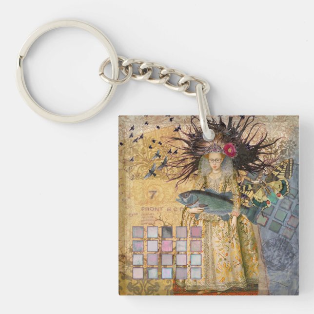 Vintage Pisces Woman Gothic Classic  Key Ring (Front)