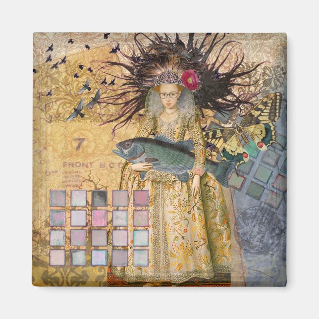 Vintage Pisces Woman Gothic Classic  Magnet (Front)