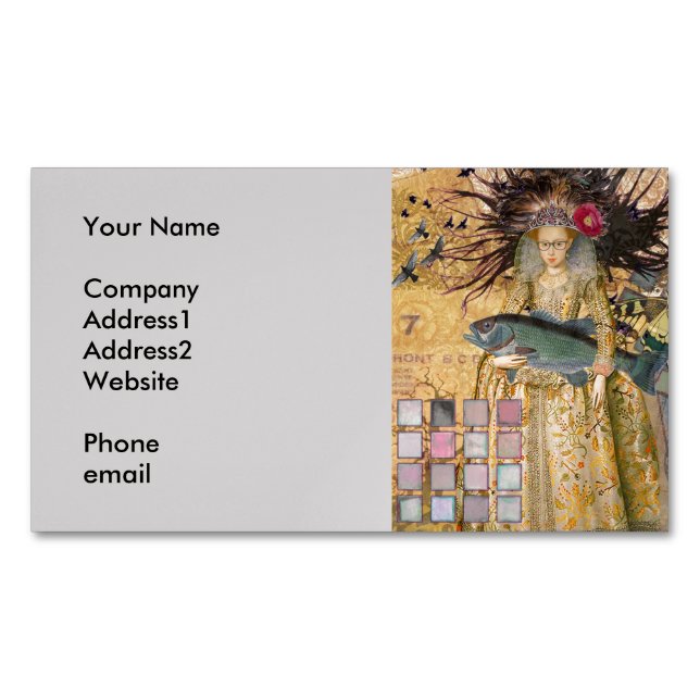 Vintage Pisces Woman Gothic Classic  Magnetic Business Card (Front)