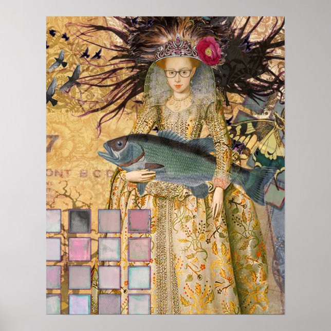 Vintage Pisces Woman Gothic Classic  Poster (Front)