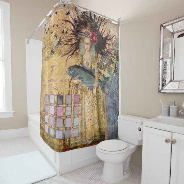 Vintage Pisces Woman Gothic Classic  Shower Curtain (In Situ)