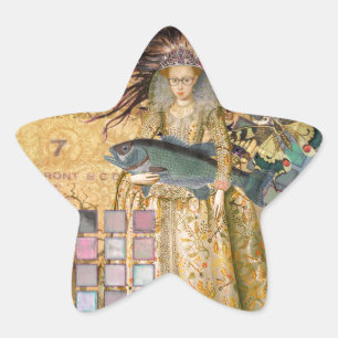 Vintage Pisces Woman Gothic Classic  Star Sticker