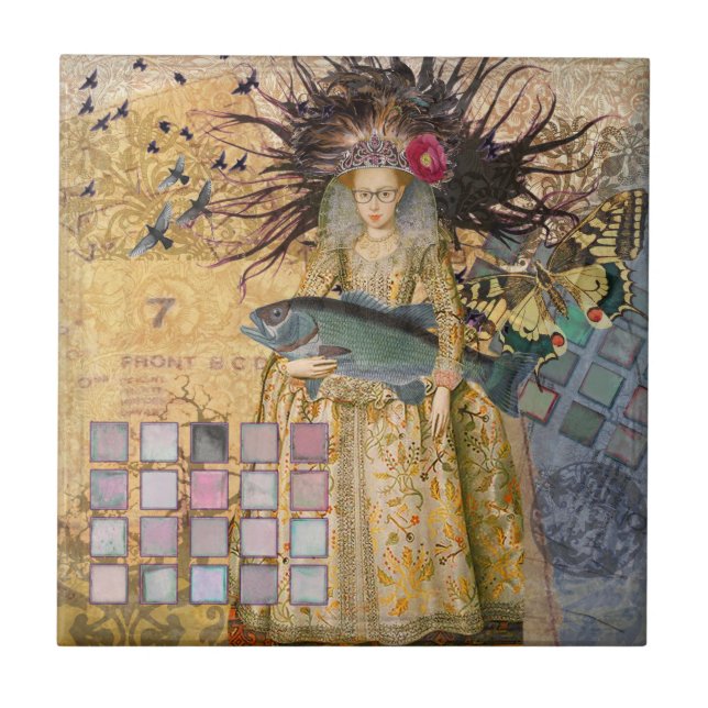 Vintage Pisces Woman Gothic Classic  Tile (Front)