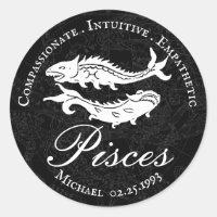 Vintage Pisces Zodiac Trait Astrology Black Custom