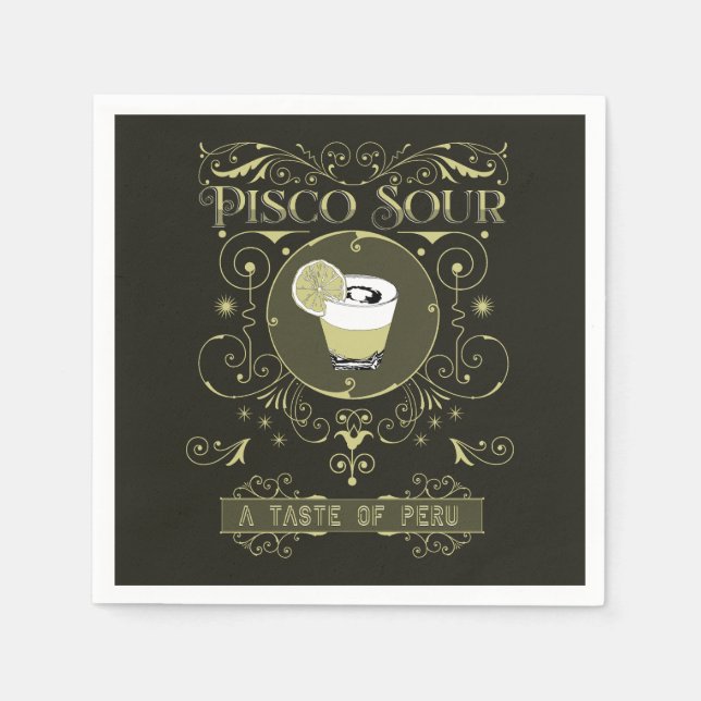 Vintage Pisco Sour Napkin (Front)